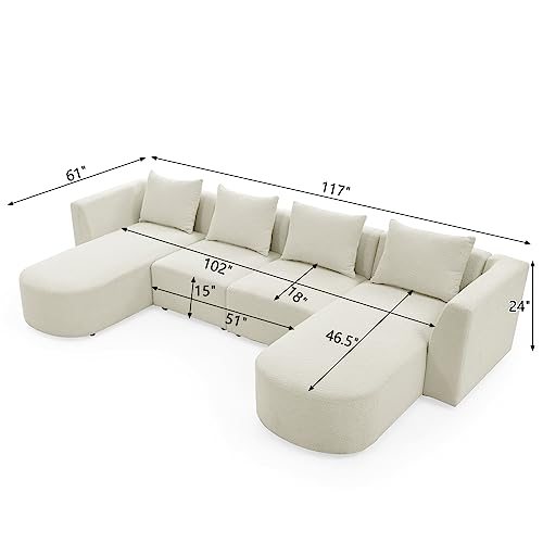 GNIXUU Modern Minimalist U-Shaped Sectional Sofa for Living Room and Office (117Inch Beige)
| GNIXUU Comfy Beige Double