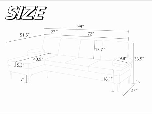Modern L Shaped Sectional Couch with Chaise for Living Room Apartment
| Comfortable 4 Seat L Shaped Couch Set with High