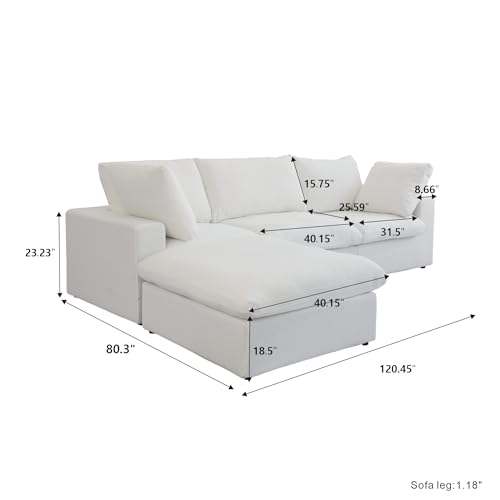 White Cloud Modular Sectional Sofa with Storage Ottoman for Living Room
| Down Filled Convertible Couch White for Offic
