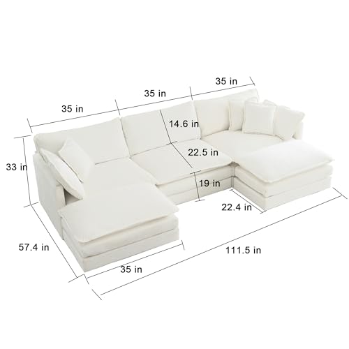 GNIXUU 111.5” Oversized Modular Sectional Sofa, Comfy Cloud Couch for Living Room
GNIXUU 111.5” Modula U Shaped Couch, R