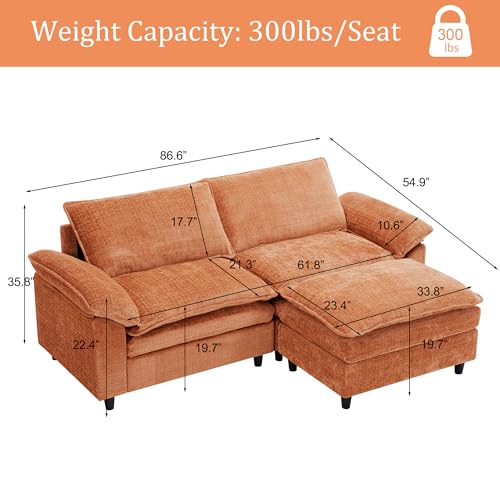 GNIXUU Cloud 86.6" Oversized Comfy Modular Loveseat Sofa for Small Living Room, Apartment, Office - Orange  
GNIXUU Clou