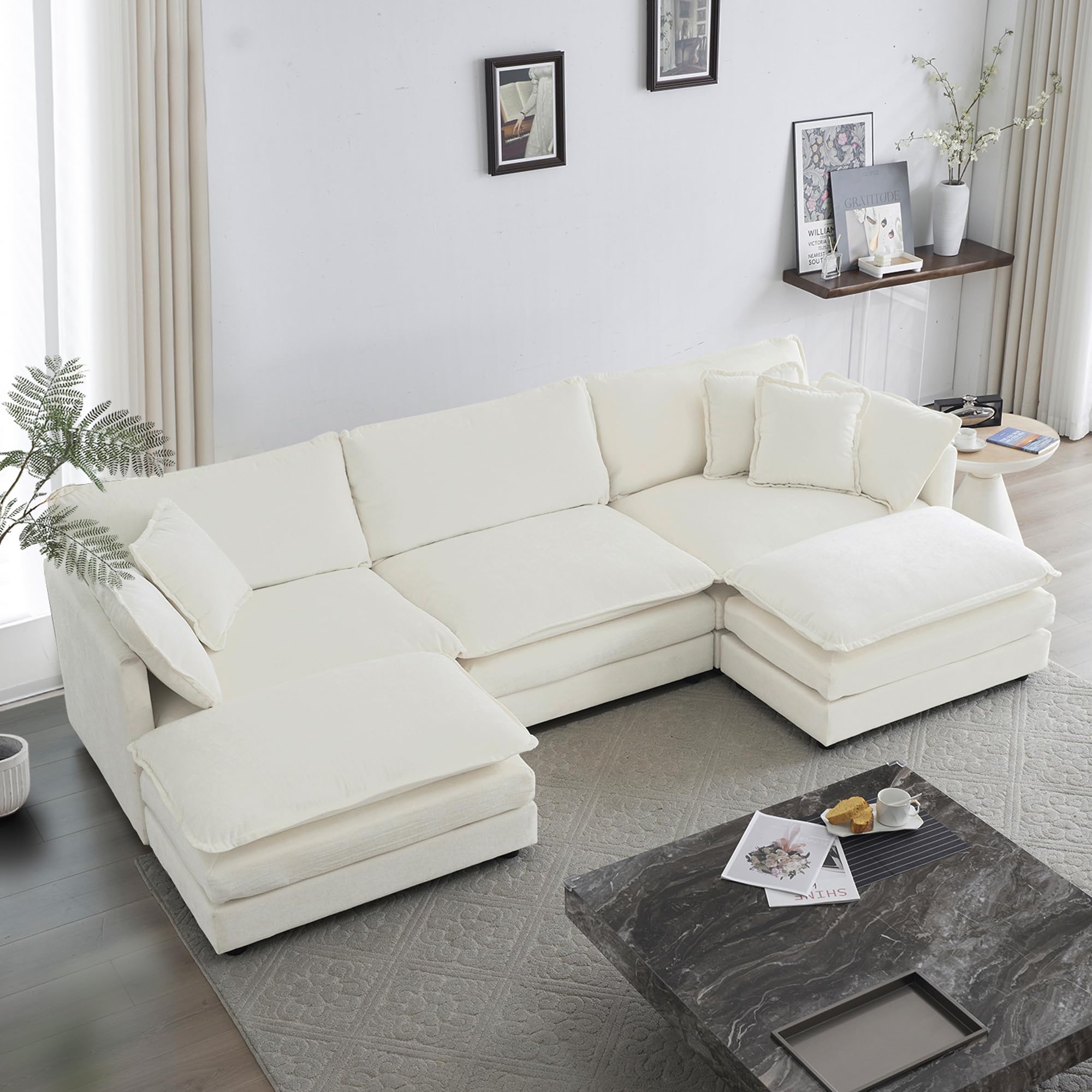 GNIXUU 111.5” Oversized Modular Sectional Sofa, Comfy Cloud Couch for Living Room
GNIXUU 111.5” Modula U Shaped Couch, R