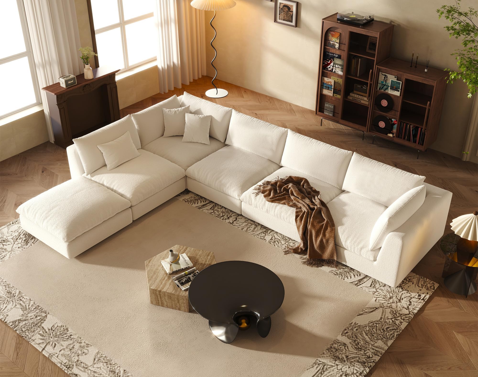 Oversized Modular Sectional Sofa for Living Room (6 Seater-Cream White Linen)
| Removable Deep Seat Sofa Cushion Covers