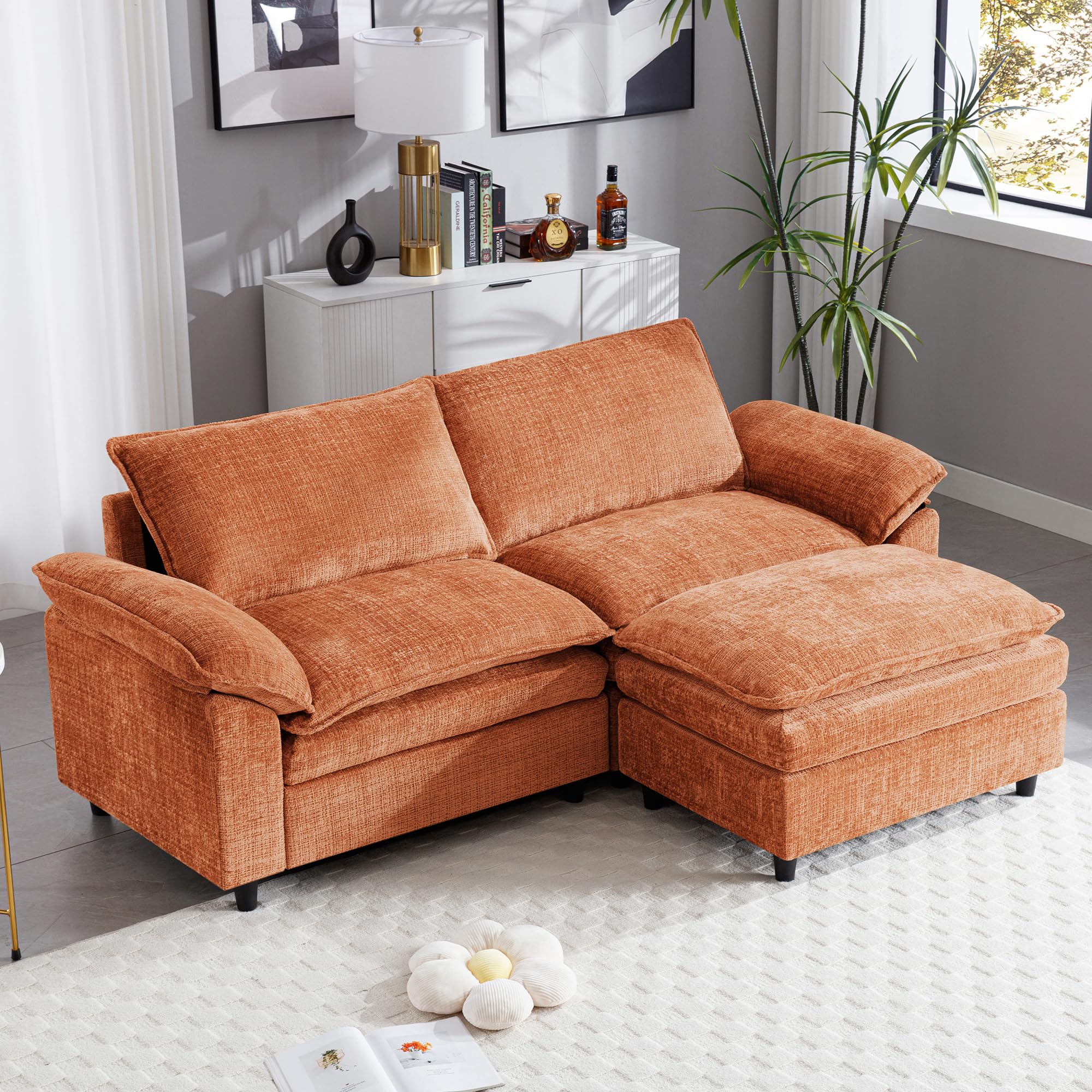 GNIXUU Cloud 86.6" Oversized Comfy Modular Loveseat Sofa for Small Living Room, Apartment, Office - Orange  
GNIXUU Clou